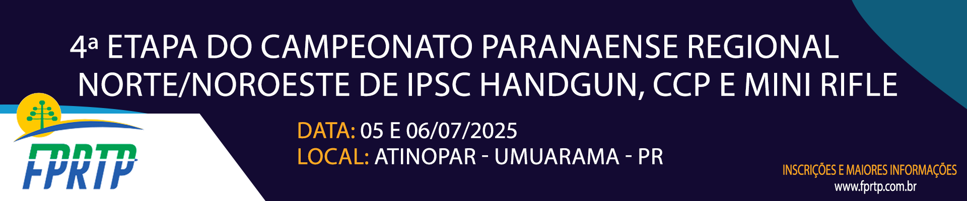 4ª ETAPA DO CAMPEONATO PARANAENSE REGIONAL NORTE/NOROESTE DE IPSC HANDGUN, CCP E MINI RIFLE. - LOCAL: ATINOPAR - UMUARAMA - PR. - DATA: 05 E 06/07/2025.